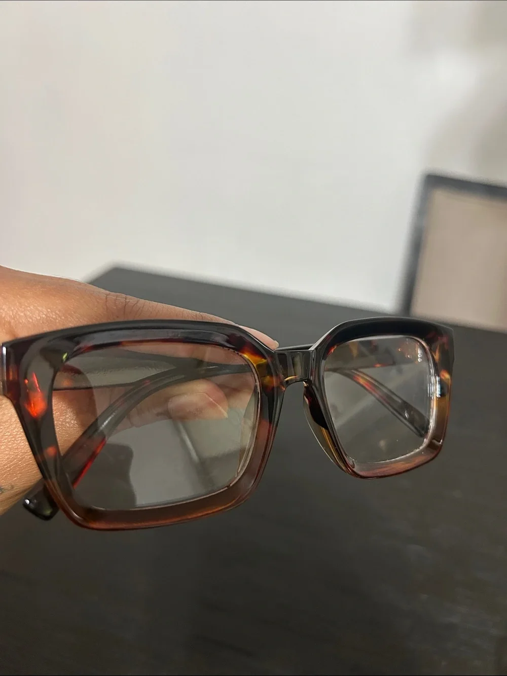 SHEIN Brown Tortoiseshell Cat-Eye Square Glasses